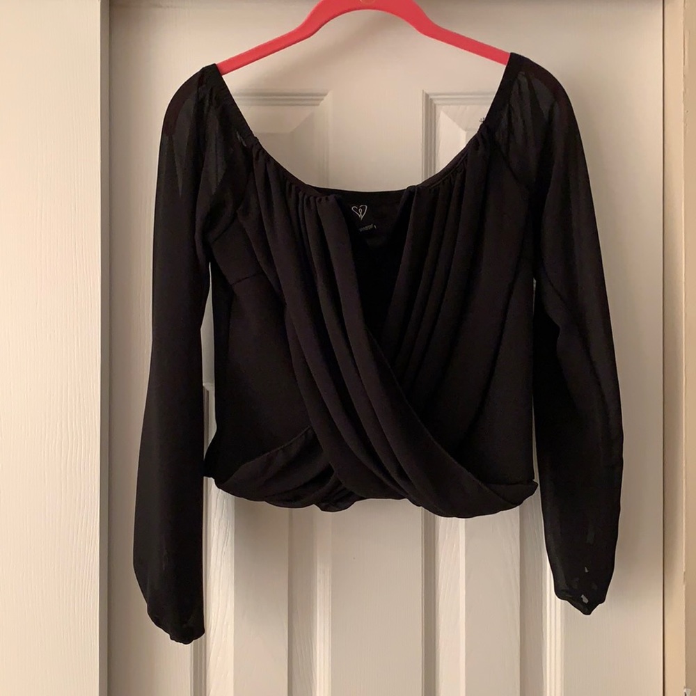 Black v cut off the shoulder top